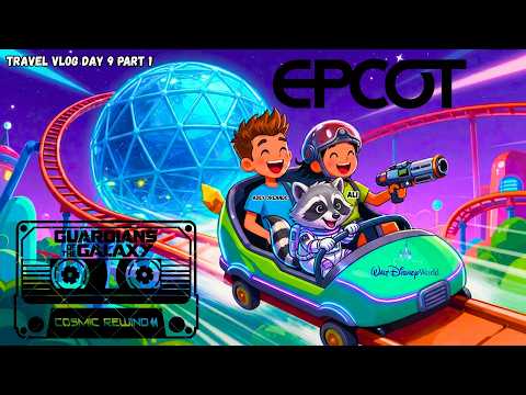 Disneyworld EPCOT Themepark Travel Vlog Day 9 part 1 - Guardians of the Galaxy Cosmic Rewind