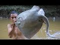 Amazing Big Ray Fish Cooking Recipe in forest