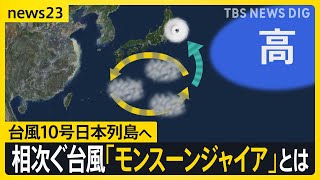 台風10号日本列島直撃へ　台風が相次ぐ原因と指摘の「モンスーンジャイア」とは？ゲリラ雷雨も連日発生　マンホールが吹き飛ぶ “エアハンマー現象”に注意【news23】｜TBS NEWS DIG