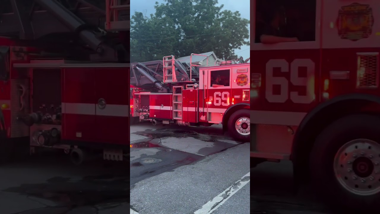 Camp Hill Engine 14 and DLA Truck 69 clearing the working structure fire.