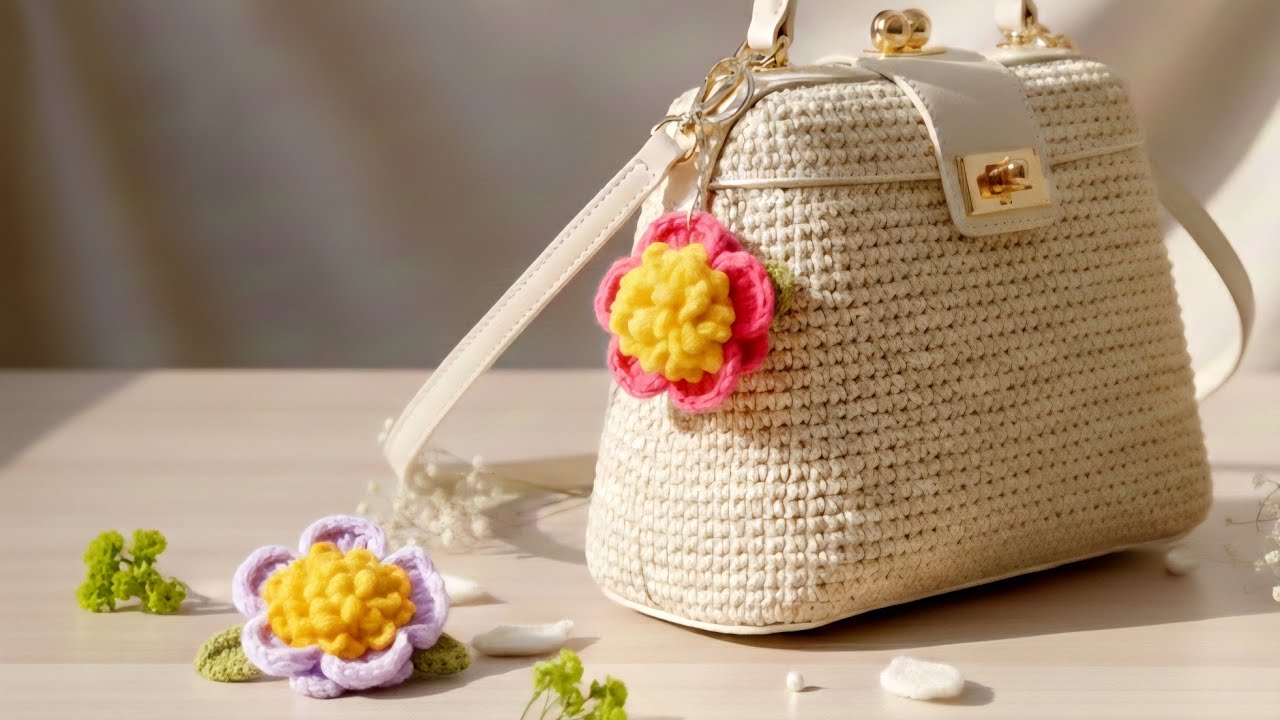 🌸 Брелок цветок крючком | красивый подарок своими руками 🌸#crochet