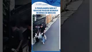 Detik detik 3 Pengamen Bakar Penutup Pagar Rumah Warga di Bekasi, Langsung Tinggalkan Lokasi