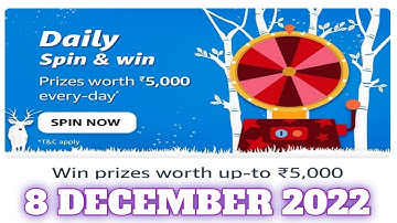 Amazon Daily Spin and Win Quiz Answers Today|8 December 2022 | Daily Quiz Time