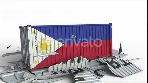 Container with IMPORT Text Crashed By Container with Flag of Philippines | Motion Graphics - Env...