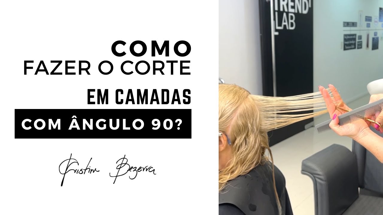 Cabelo com movimento e muito leve Corte realizado no ângulo de 90