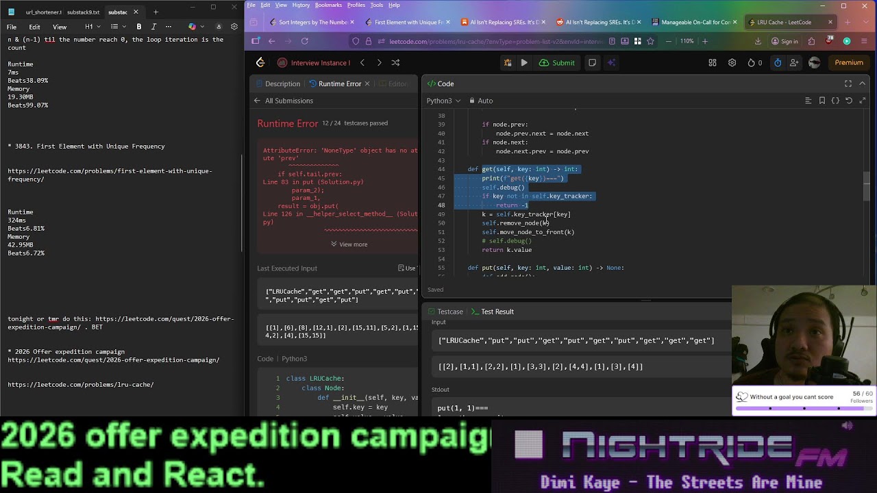 Study stream 48 #studywithme #leetcode #programming #systemdesign #ai #substack