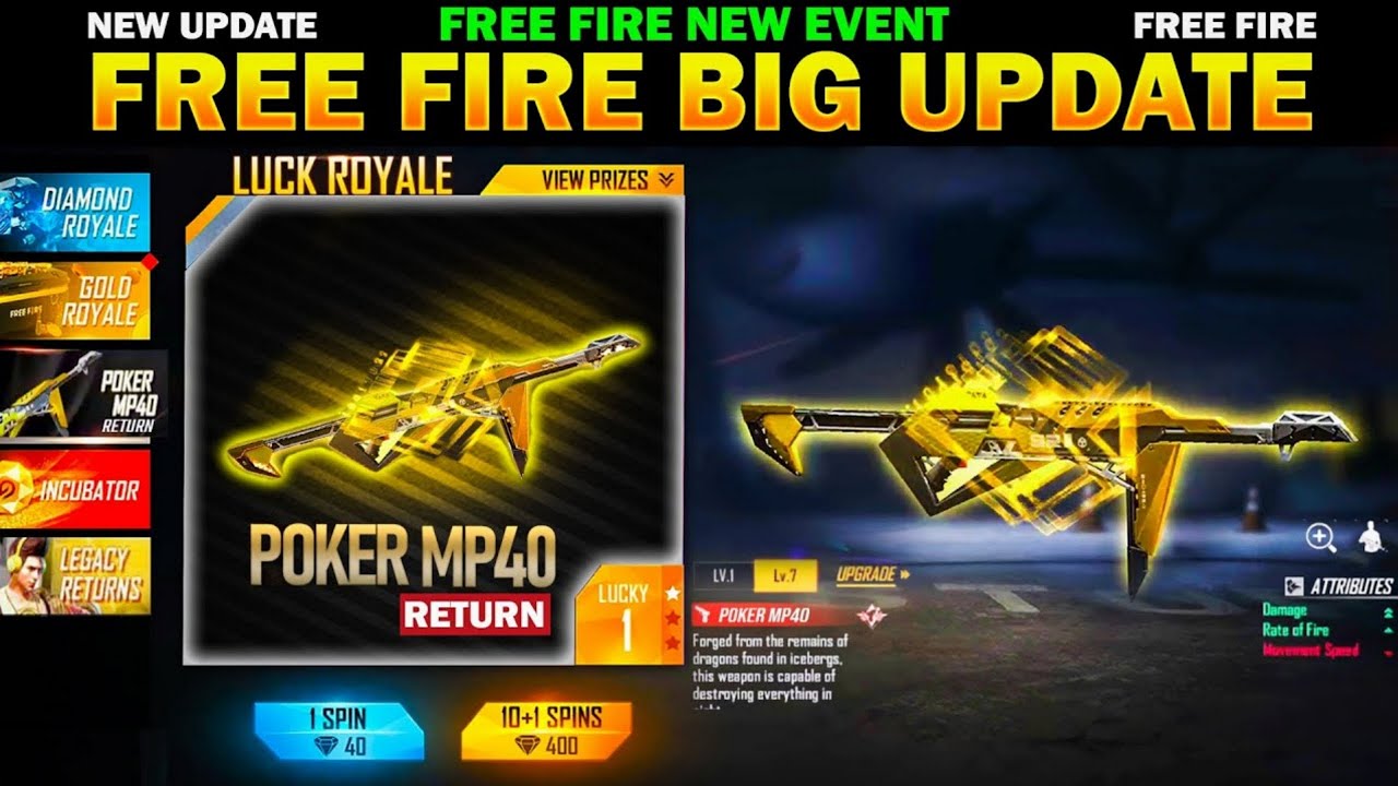 Free Fire Poker Mp40 Return | Savage tamilan