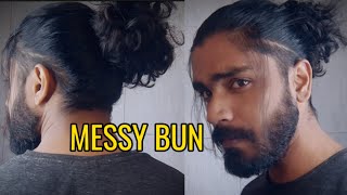 How to make a Messy Manbun with Long & Curly hair #manbun #menslonghair #messyhairstyle #hair