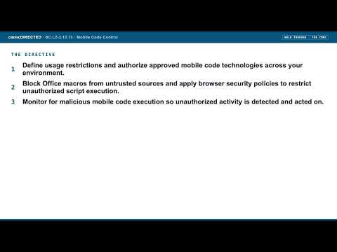 cmmcDIRECTED: SC.L2-3.13.13 Mobile Code Control (CMMC walk-through)