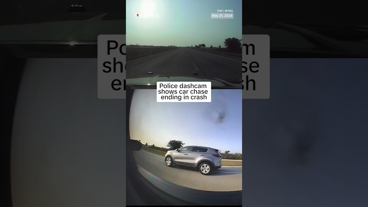 Police dashcam shows car chase ending in crash Police dashcam shows car chase ending in crash