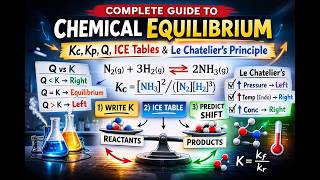 Master Chemical Equilibrium: Writing K Expressions, ICE Tables, Q vs K, Le Chatelier & Calculations