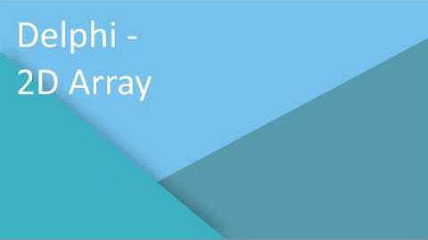 Delphi - 2D Array