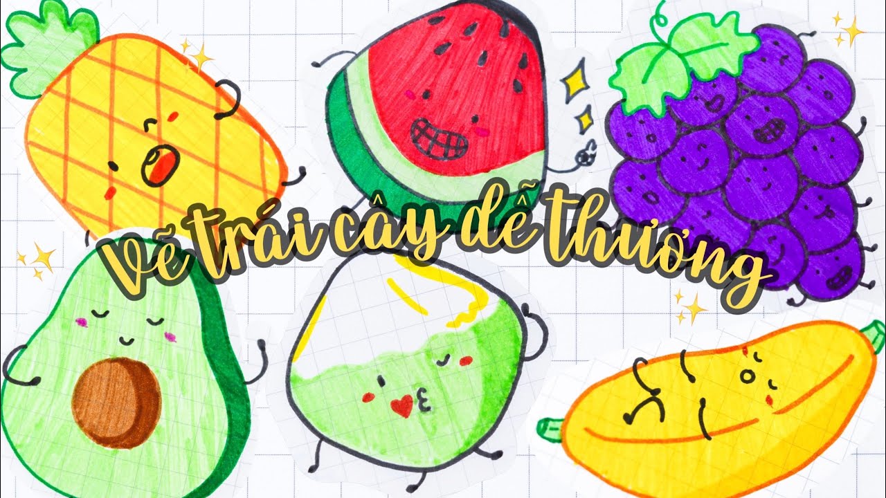Vẽ trái cây dễ thương cute I Bút lông màu Queen I Kawaii Fruit Doodles Art
