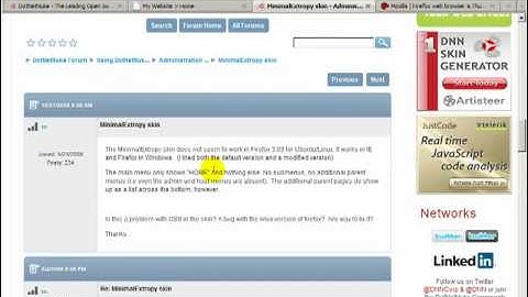 DotNetNuke Tutorial, Fixing a Firefox and SolPart menu issue - Video #94