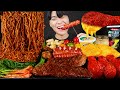 ASMR MUKBANG 직접 만든 양념 치킨먹방! 스테이크 짜파게티 레시피 &amp; 먹방 FRIED CHICKEN AND BLACK BEAN NOODLES EATING SOUND!