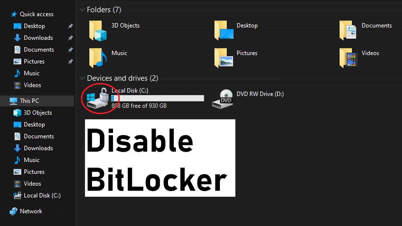 Update How to disable BitLocker in windows 10