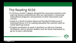 Graduate Reading Programs at UNC Charlotte overview