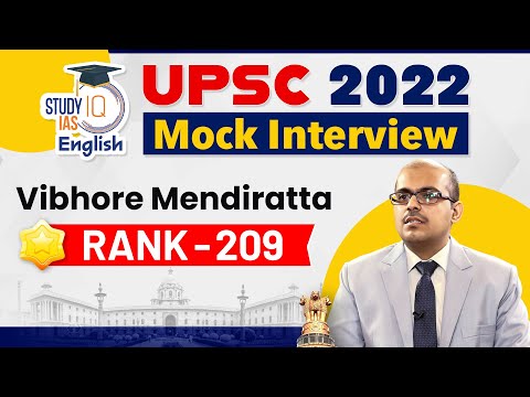 Vibhore Mendiratta (Rank 209) IAS Mock Interview|UPSC 2022|IAS Rank|Toppers Talk|StudyIQ IAS English