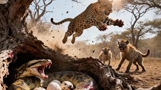 Python Vs Hyenas Vs Leopard The Bloody Battle For The Eggs