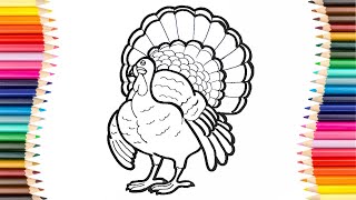 How to Draw a Rainbow Turkey for Kids and Toddlers