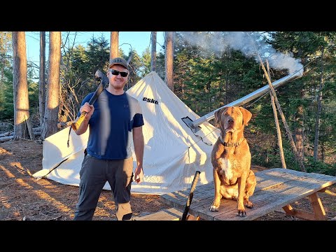 Hot Tent Camping with Wood Burning Stove | Cool Temperatures & Winter Prep