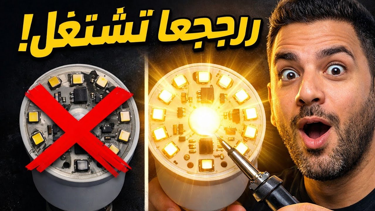 إصلاح لمبة LED المحروقة بسهولة | طريقة تصليح لمبات الليد خطوة بخطوة