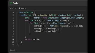 1605 Find Valid Matrix Given Row and Column Sums