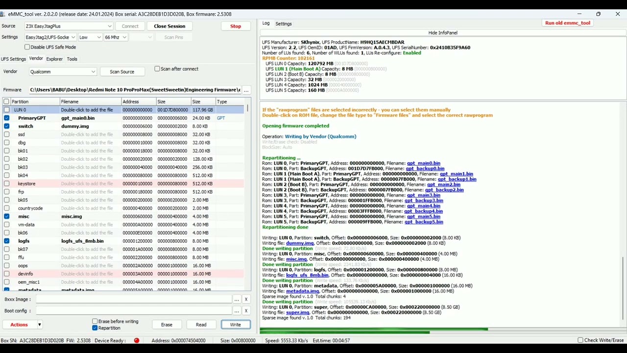 Redmi Note 10 Pro Max(Sweetin sweet) ENG Firmware Flash Done by EasyJTAG Plus 2🔥✅
