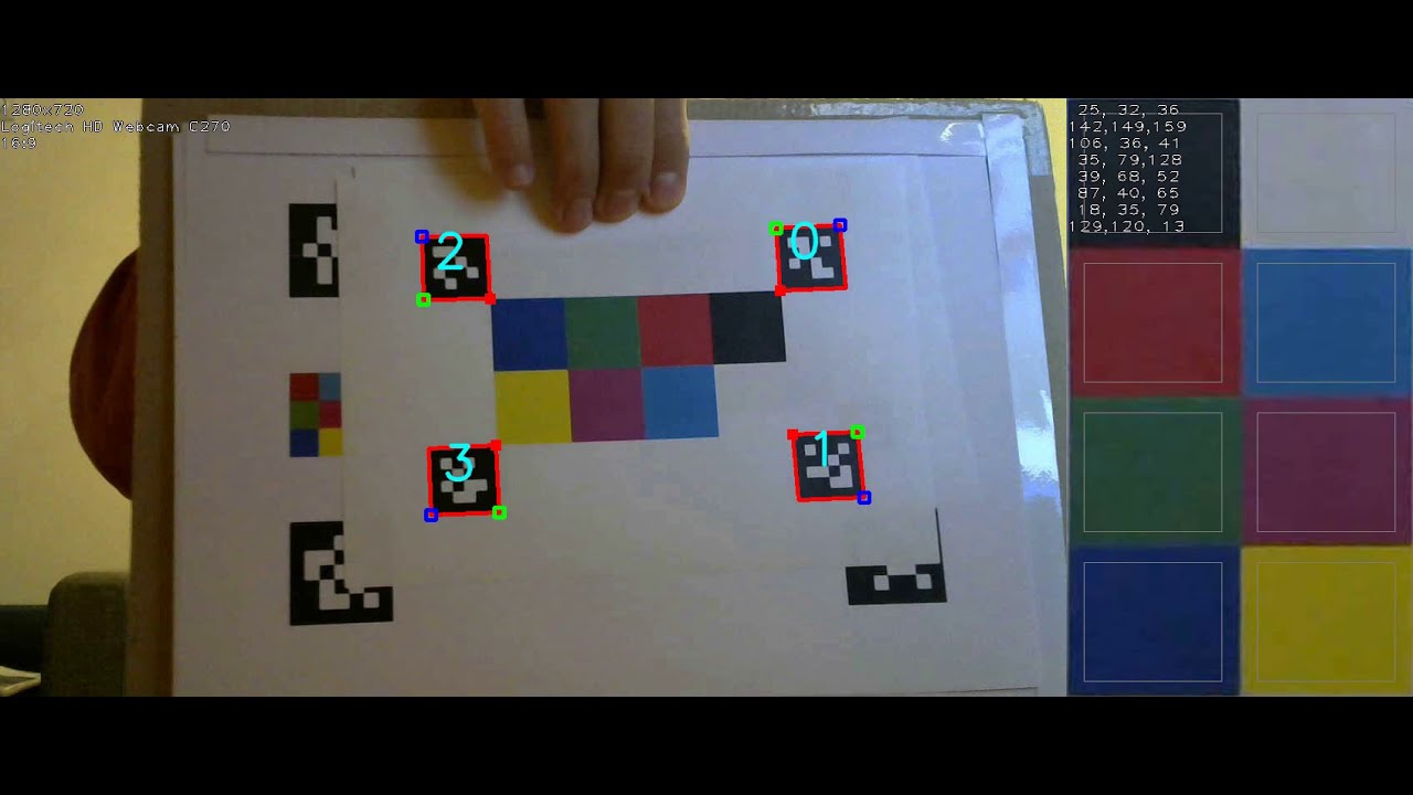 Color palette table detection with ArUco markers YouTube