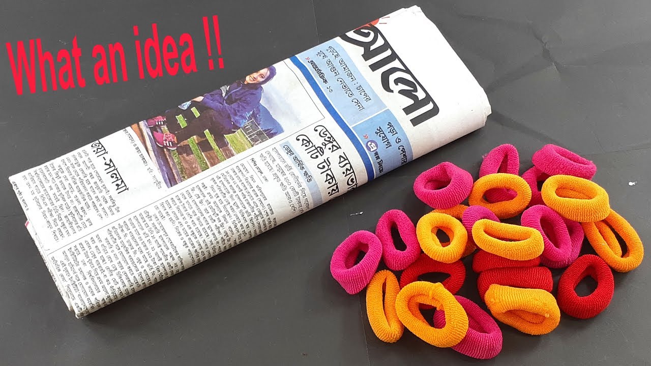 Best craft idea with Waste Newspaper & Hair rubber bands Best out of