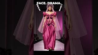 Avant-Garde Fashion Shorts: Pink Dress With Giant Bows and Surreal Face Print That Shocks the Runway