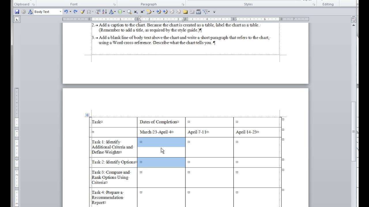 Making A Gantt Chart In Word