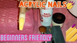 Acrylic Nail Tutorial- How To Apply Acrylic To Nails, Beginners Friendly.