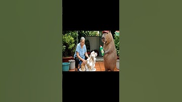 Capy giúp bà tắm cho chó và cái kết #capybara #vuive #giaitri #cuocsongcuacapy