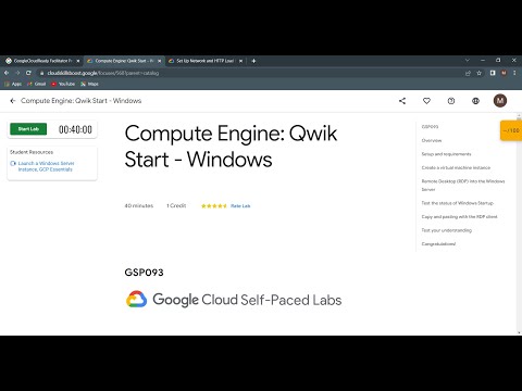 Compute Engine: Qwik Start - Windows | Qwiklab: ( GSP093 ) | GoogleCloudReady Facilitator Program #5