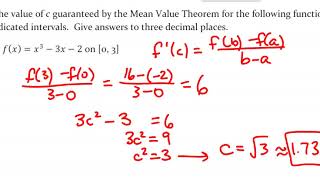 MATH221 Mean Value Theorem Worksheet