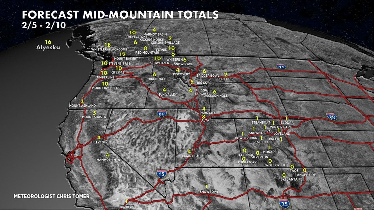 Прогноз снегопадов в горах на первые выходные февраля