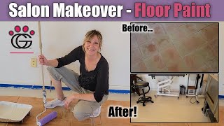 Salon Makeover - FLOOR PAINT Over Tile + Glitter Paint Additive!  Easy DIY project with BIG RESULTS! by Gina's Grooming 591 views 10 months ago 10 minutes, 55 seconds