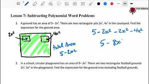 Math 9 subtracting polynomials word problems