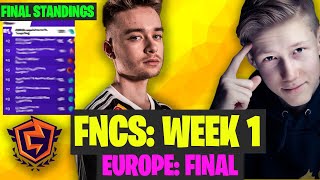 Fortnite FNCS Week 1 EU Final Games Highlights FNCS Final Standings