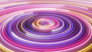 Glowing Neon Ultraviolet Circular 3D Rings of Colorful Lines Spinning 4K VJ Loop Motion Background