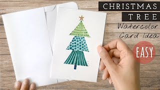 EASY Watercolor Christmas Tree - Modern & Cute Card Ideas