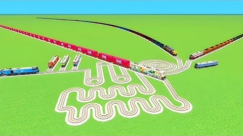 💝EIGHT TRAINS FACE TO FACE ON SAME TRACKS CROSSIN CIRCLE💙TRACKS RAILROAD RAILWORK 