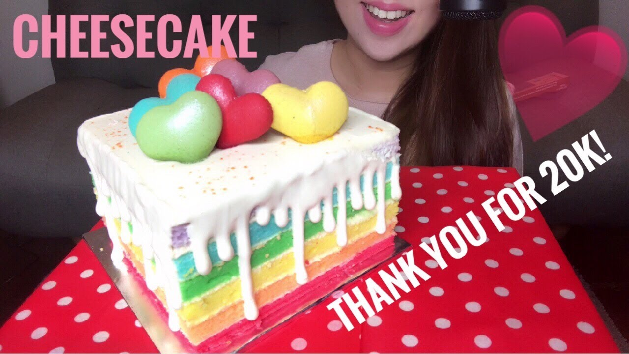 ASMR Rainbow Cheesecake with Macarons | Soft Eating Sounds