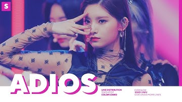 EVERGLOW - Adios | Line Distribution (Color Coded)