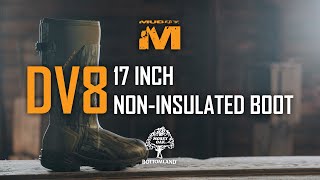 Detailed Muddy DV8 17 inch Non Insulated Boot - Mossy Oak Bottomland Details
