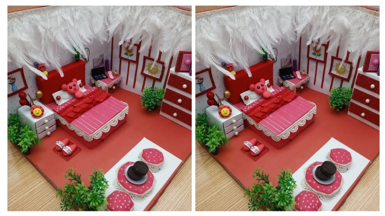 DIY Miniature Cardboard Bed room How to make a beautiful Bed room