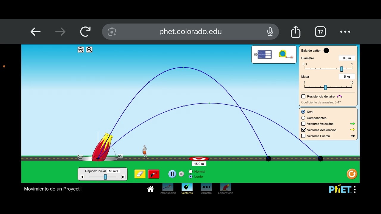 PHET vectors and projectile Motion (Physics)