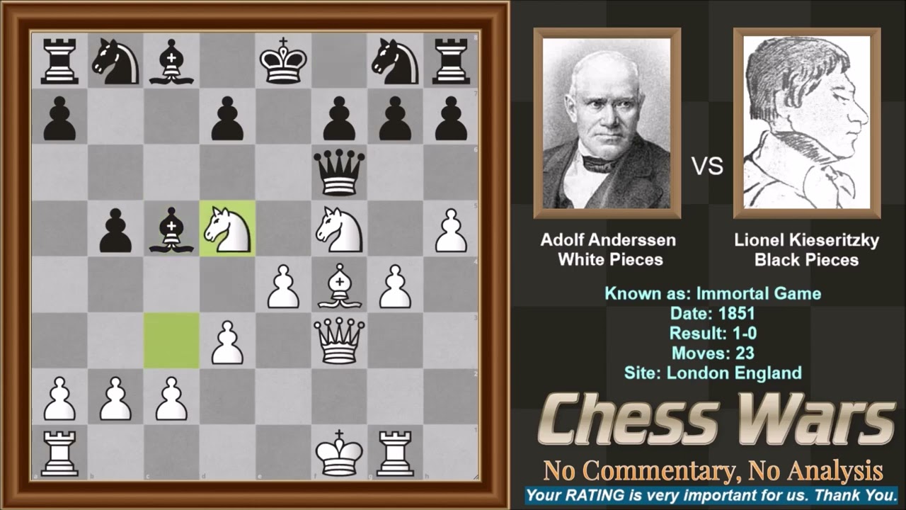 The Immortal Game! Anderssen vs Kieseritzky London 1851. 