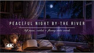 Cozy Night Lavender Window View 🌕 River, Tea & Candlelight | 4 Hours 4K | Lavender Haven Ambience screenshot 4